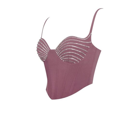 Miss Circle Dolley Mauve Crystal-embellished Corset Top - Picture 6 of 11